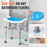 VEVOR Shower Chair, Adjustable Height Shower Stool with Crossbar Support, Shower Seat for Inside Shower or Tub, Non-Slip Bench Bathtub Stool Seat for Elderly Disabled Handicap, 226.8 kg Capacity - Side View