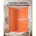 Waterproof Membrane for Shower, 1.2 x 40 m 46.45 m² Waterproofing Tile Membrane, 0.5mm Thickness Polyethylene Fabric Roll, Easy to Cut for Bathroom, Kitchen, Sauna, Walls, Underlayment