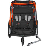VEVOR Bike Trailer for Toddlers, Kids, Double Seat, 45 kg Load, 2-In-1 Canopy Carrier Converts to Stroller, Tow Behind Foldable Child Bicycle Trailer