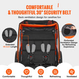 VEVOR Bike Trailer for Toddlers, Kids, Double Seat, 45 kg Load, 2-In-1 Canopy Carrier Converts to Stroller, Tow Behind Foldable Child Bicycle Trailer with Universal Bicycle Coupler, Orange and Gray - Rear View