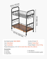 VEVOR 2 Tier Coffee Bar Organizer for Countertop w/ 12 Movable Hooks Mug Holder - Close-Up Angle