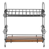 VEVOR 2 Tier Coffee Bar Organizer for Countertop w/ 12 Movable Hooks Mug Holder