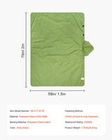VEVOR Camping Blanket 2 m x 1.5 m Wearable Warm Stadium Blanket Army Green - Close-Up Angle