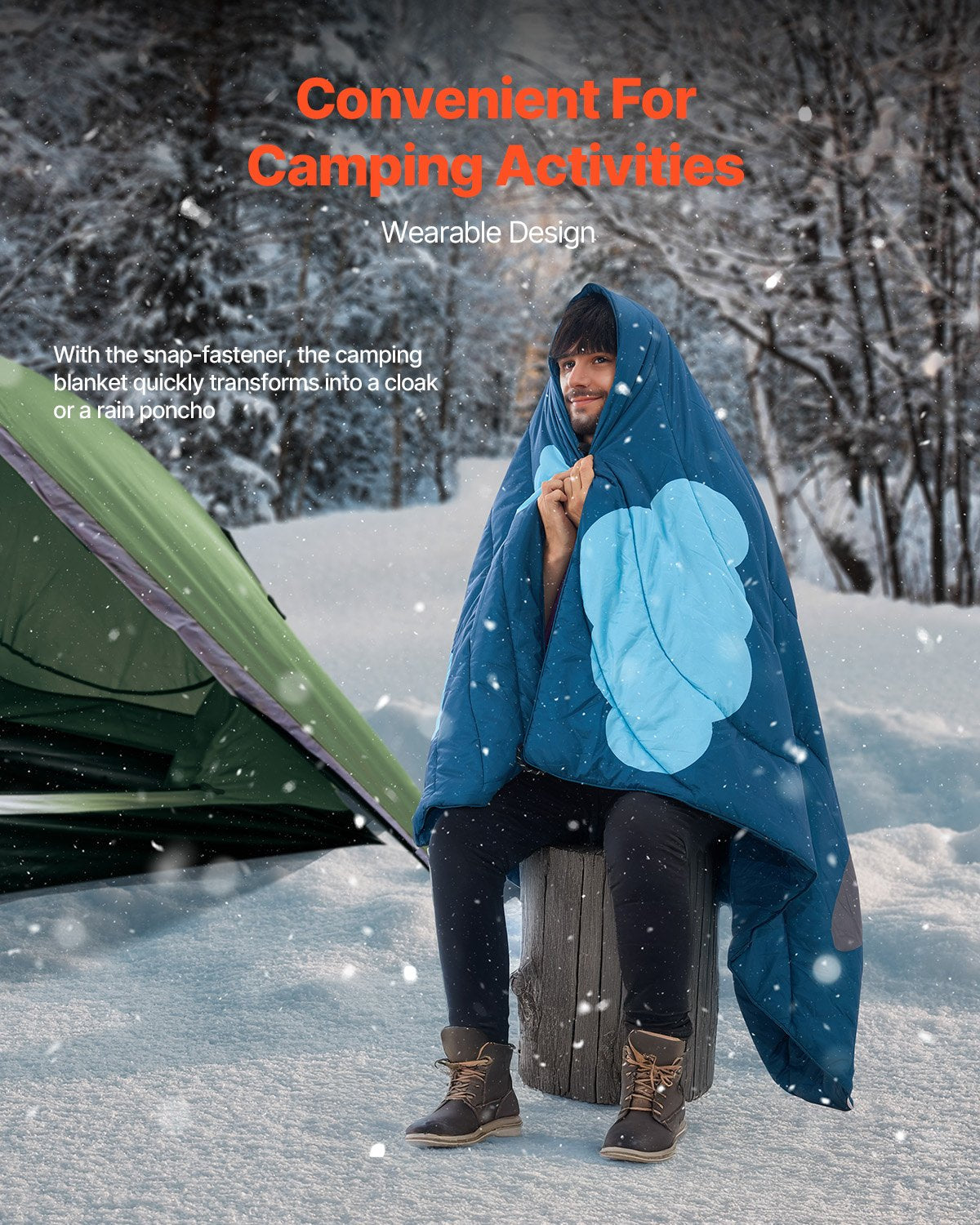 VEVOR Camping Blanket 1.9 m x 1.32 m Wearable Warm Stadium Blanket Outdoor