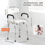 VEVOR Shower Chair, Shower Seat with Back, Adjustable Height Shower Stool, Shower Chair for Inside Shower Bathtub, Non-slip Bathroom Bench Bath Chair for Elderly Disabled Handicap, 158.8 kg Capacity - Rear View