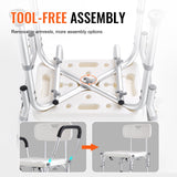VEVOR Shower Chair, Shower Seat with Back, Adjustable Height Shower Stool, Shower Chair for Inside Shower Bathtub, Non-slip Bathroom Bench Bath Chair for Elderly Disabled Handicap, 158.8 kg Capacity - Close-Up Angle