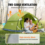 VEVOR Camping Tent, 7 x 7 x 4 ft Fit for 6 Person, Waterproof Lightweight Backpacking Tent, Easy Setup, with Door and Window, for Outdoor Family Camping, Hiking, Hunting, Mountaineering Travel - 45-Degree Angle