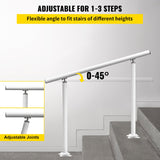 VEVOR Handrail Outdoor Stairs, 3ft, 34 Inch Outdoor Handrail, Outdoor Stair Railing Adjustable from 0 to 60 Degrees Handrail for Stairs Outdoor White Aluminum Stair Railing for Garden, Office Area - Side View