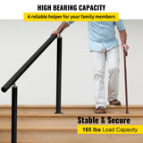 VEVOR Handrail Outdoor Stairs, 3ft, 34 Inch Outdoor Handrail, Outdoor Stair Railing Adjustable from 0 to 60 Degrees Handrail for Stairs Outdoor Black Aluminum Stair Railing for Garden, Office Area - Top-Down View