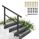 VEVOR Handrail Outdoor Stairs 47.6 X 35.2 Inch Outdoor Handrail Outdoor Stair Railing Adjustable from 0 to 30 Degrees Handrail for Stairs Outdoor Aluminum Black Stair Railing Fit 3-4 Steps - Low Angle
