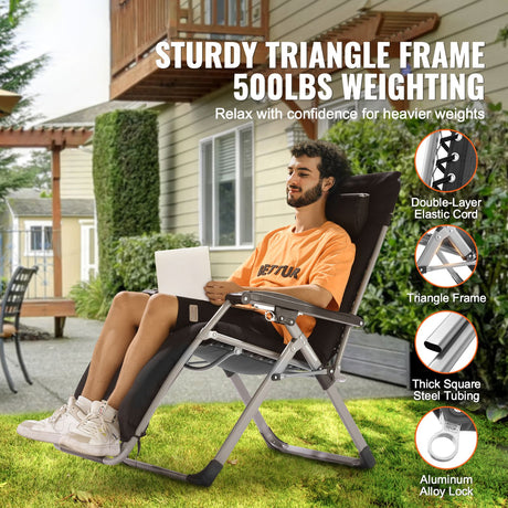 Zero Gravity Chair, 26 inch Zero Gravity Recliner Lounge Chair for Indoor and Outdoor, Adjustable Anti, Adjustable
