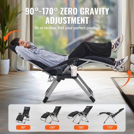 Zero Gravity Chair, 26 inch Zero Gravity Recliner Lounge Chair for Indoor and Outdoor, Adjustable Anti, Reclining