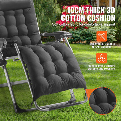 Zero Gravity Chair, 26 inch Zero Gravity Recliner Lounge Chair for Indoor and Outdoor, Adjustable Anti, image 4