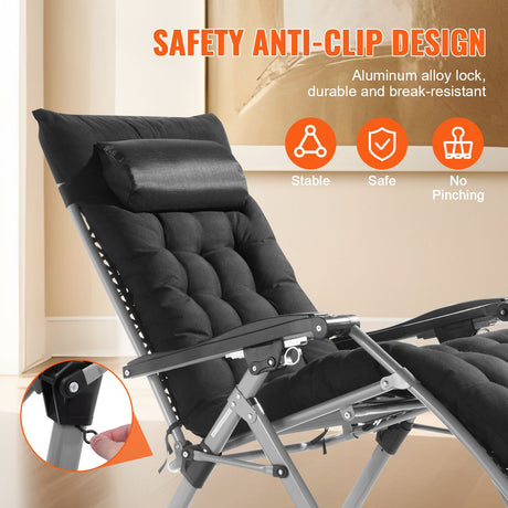 Zero Gravity Chair, 26 inch Zero Gravity Recliner Lounge Chair for Indoor and Outdoor, Adjustable Anti, image 5