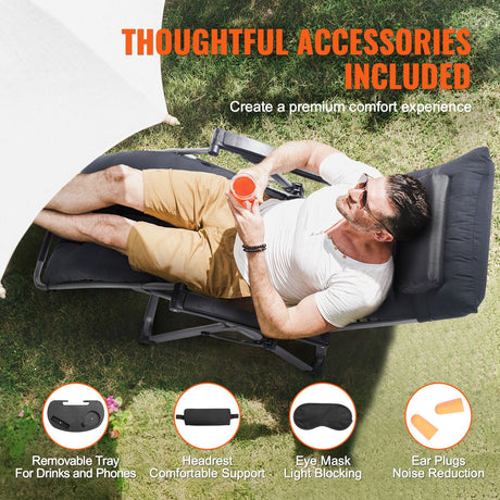 Zero Gravity Chair, 26 inch Zero Gravity Recliner Lounge Chair for Indoor and Outdoor, Adjustable Anti, image 6