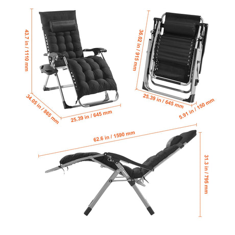 Zero Gravity Chair, 26 inch Zero Gravity Recliner Lounge Chair for Indoor and Outdoor, Adjustable Anti, image 8
