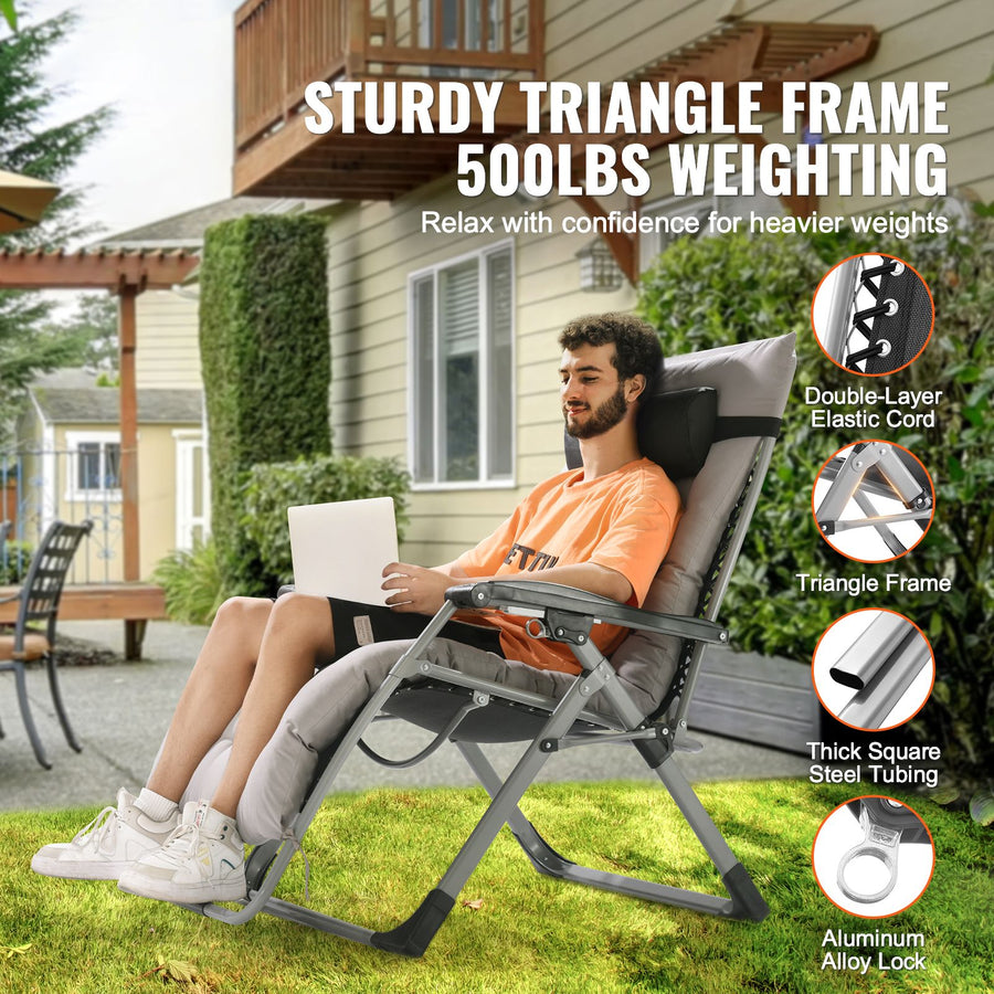 Zero Gravity Chair, 33 inch Zero Gravity Recliner Lounge Chair for Indoor and Outdoor, Adjustable Anti, Adjustable