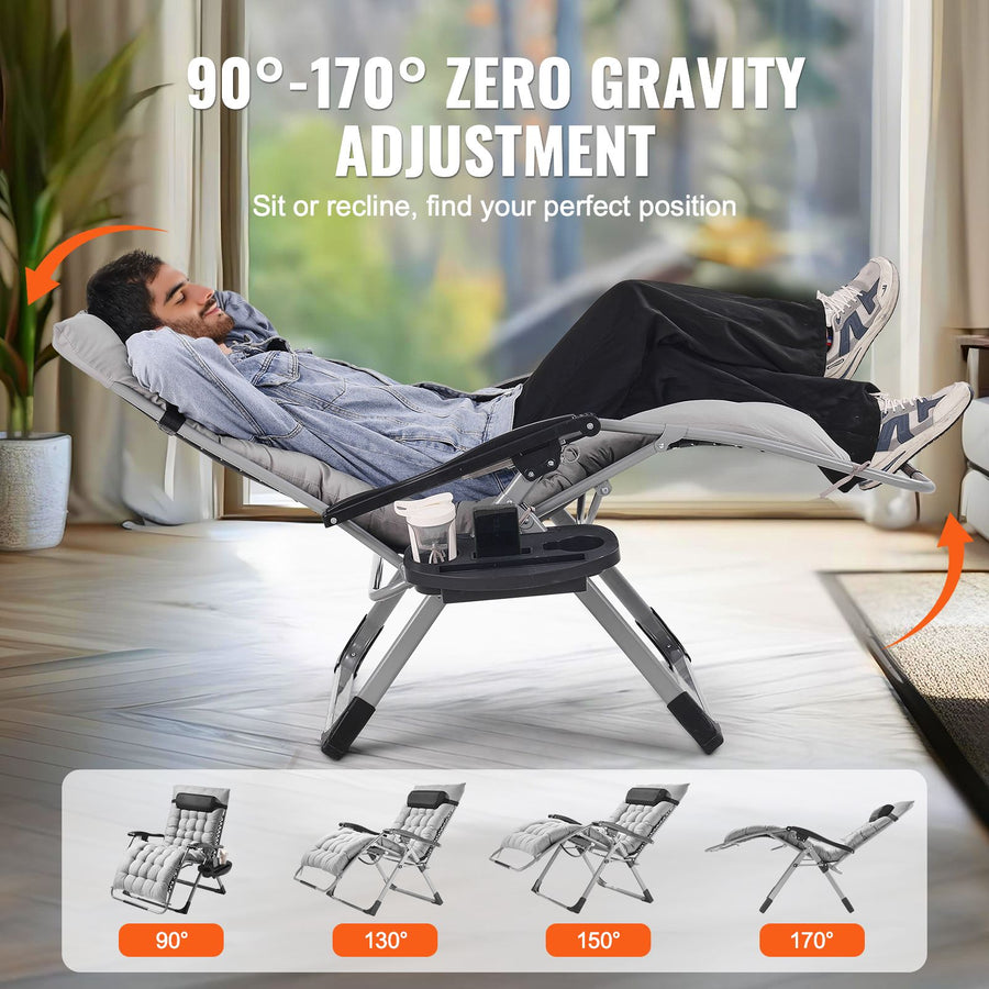 Zero Gravity Chair, 33 inch Zero Gravity Recliner Lounge Chair for Indoor and Outdoor, Adjustable Anti, Reclining