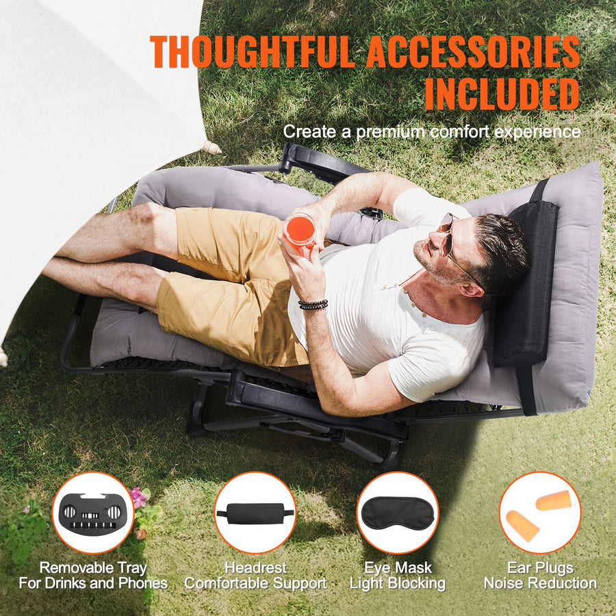 Zero Gravity Chair, 33 inch Zero Gravity Recliner Lounge Chair for Indoor and Outdoor, Adjustable Anti, image 6
