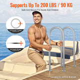 VEVOR Pool Handrail,36 x 13 inch Pool Railing, Aluminum with Base Plate for Indoor/Outdoor Pools, Humanized Swimming Pool Safety Railing for Decks, Rust-Proof Grab Bar with Accessories for Spas Docks - Side View