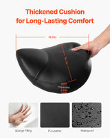 Saddle Rolling Stool, PU Leather Rolling Stool with Wheels, 360° Swivel Drafting Stool with Thickened Cushion, Height Adjustable Rolling Work SPA Stool, for Office, Home, Salon & Bar, Black - Front View
