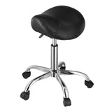 Saddle Rolling Stool, PU Leather Rolling Stool with Wheels, 360° Swivel Drafting Stool with Thickened Cushion, Height Adjustable Rolling Work SPA Stool, for Office, Home, Salon & Bar, Black - Extra Image