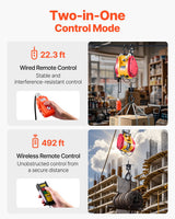 2-in-1 Electric Hoist Winch, 500 KG Capacity, 1800W Portable Power Winch, 30 m Lifting Height, 11 m/min with Wire and Wireless Remote Control, for Garage, Warehouse, Factory Lifting Towing