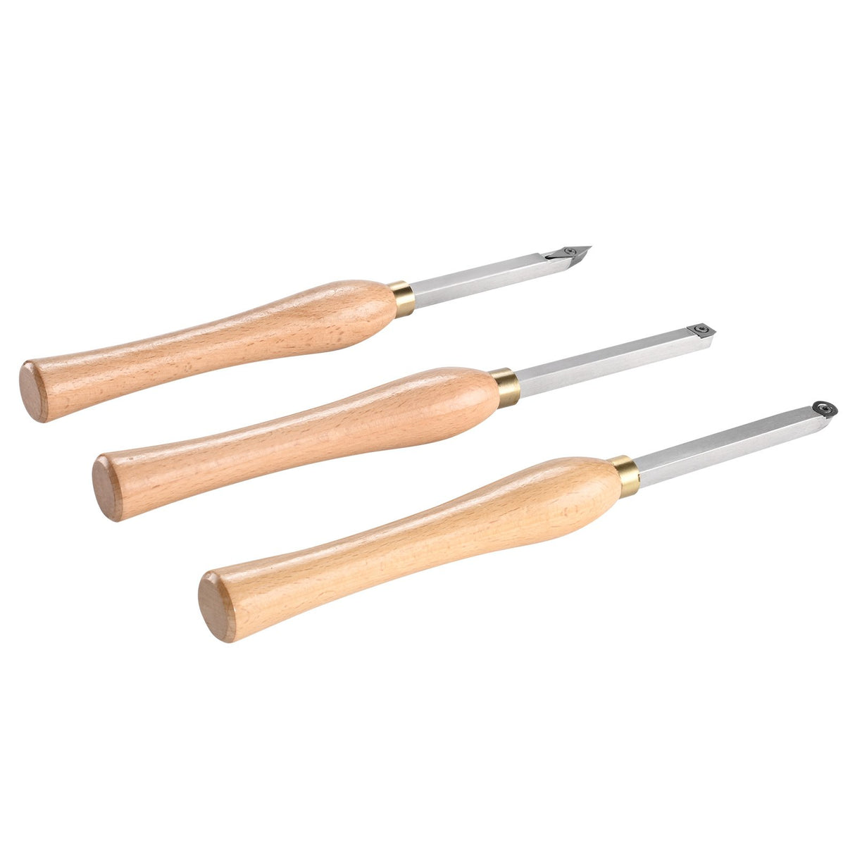 VEVOR Wood Lathe Chisel Set, 3 PCS Woodworking Turning Tools, Includes Square, Round, Diamond Carbide Blades, 20 cm Comfortable Grip Handles, Wood