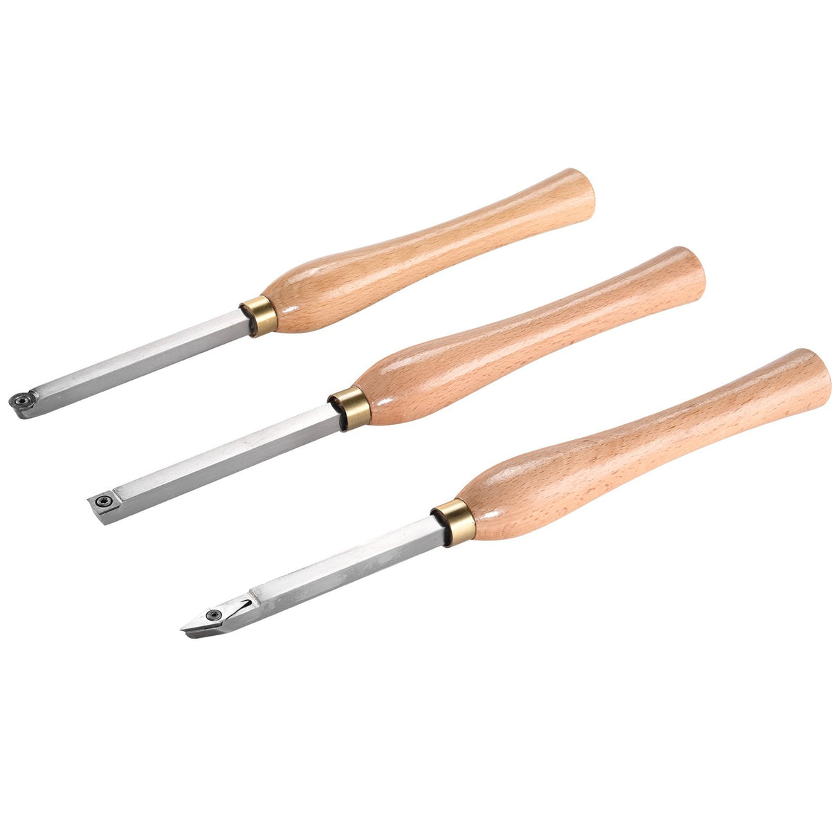 VEVOR Wood Lathe Chisel Set, 3 PCS Woodworking Turning Tools, Includes Square, Round, Diamond Carbide Blades, 20 cm Comfortable Grip Handles, Wood
