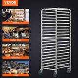 VEVOR Bun Pan Rack, 20-Tier Commercial Bakery Racks with Brake Wheels, Aluminum Racking Trolley Storage for Half & Full Sheet, Speed Rack For Kitchen Home, Bread Baking Equipment, 660x517x1767 mm - Close-Up Angle