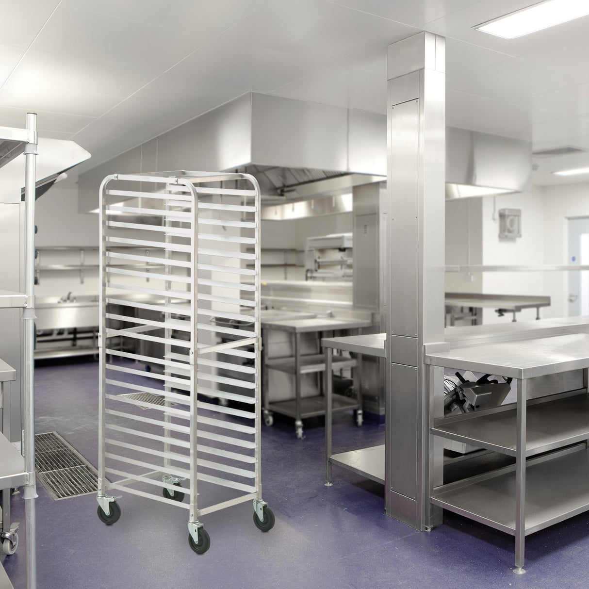 VEVOR Bun Pan Rack, 20-Tier Commercial Bakery Racks with Brake Wheels, Aluminum Racking Trolley Storage for Half & Full Sheet, Speed Rack For Kitchen Home, Bread Baking Equipment, 660x517x1767 mm