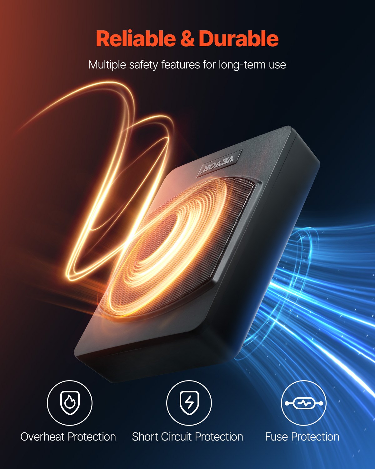 VEVOR 10" 240W Under Seat Car Subwoofer Slim Powered Car/Truck Subwoofer System