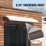 VEVOR Window Door Awning Canopy 965 x 1987 mm, UPF 50+ Polycarbonate Entry Door Outdoor Window Awning Exterior, Front Door Overhang Awning for Sun Shutter, UV, Rain, Snow Protection, Hollow Sheet - Top-Down View
