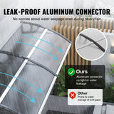 VEVOR Window Door Awning Canopy 965 x 1987 mm, UPF 50+ Polycarbonate Entry Door Outdoor Window Awning Exterior, Front Door Overhang Awning for Sun Shutter, UV, Rain, Snow Protection, Hollow Sheet - 45-Degree Angle