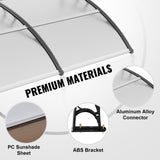 VEVOR Window Door Awning Canopy 965 x 1987 mm, UPF 50+ Polycarbonate Entry Door Outdoor Window Awning Exterior, Front Door Overhang Awning for Sun Shutter, UV, Rain, Snow Protection, Hollow Sheet - Rear View