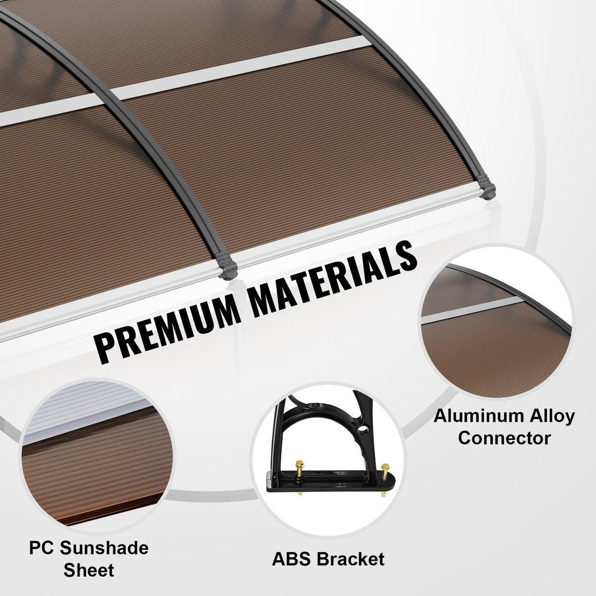 VEVOR Window Door Awning Canopy 40" x 40", UPF 50+ Polycarbonate Entry Door Outdoor Window Awning Exterior, Front Door Overhang Awning for Sun Shutter