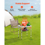 Folding Camping Table, Adjustable Height Portable Side Tables, Aluminum MDF Beach Table with Mesh Layer, Carrying Handle, Lightweight Compact for Outdoor Picnic BBQ Cooking, 24x16in, Silver