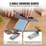 VEVOR Whetstone Knife Sharpening Kit, 2 Dual-Sided Grit Whetstones 400/1000 3000/8000, 10PCS Knife Sharpener Kit with 3 Non-Slip Bases, Angle & Honing