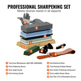 VEVOR Whetstone Knife Sharpening Kit, 2 Dual-Sided Grit Whetstones 400/1000 3000/8000, 10PCS Knife Sharpener Kit with 3 Non-Slip Bases, Angle & Honing Guide, Flattening Stone for All Knives, Scissors - 45-Degree Angle