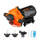 VEVOR Water Diaphragm Pump, 20.8 LPM Flow, 4.8 bar Rated Pressure (2.8-6.9 bar Adjustable), 12.7 mm MNPT Self Priming Sprayer Pump with Pressure Switch for RV Camper Marine Boat Lawn, FCC Certified - Low Angle