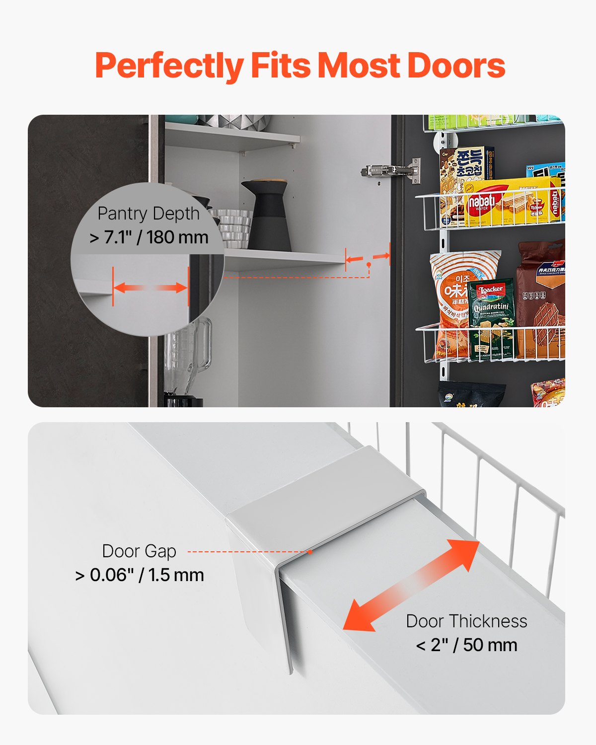 VEVOR 10-Tier Over the Door Pantry Organizer Hanging Storage Rack Adjustable