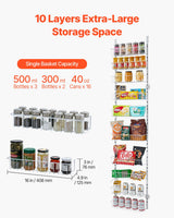 VEVOR 10-Tier Over the Door Pantry Organizer Hanging Storage Rack Adjustable - 45-Degree Angle