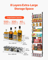 VEVOR 8-Tier Over the Door Pantry Organizer Hanging Storage Rack Adjustable - 45-Degree Angle
