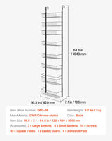VEVOR 8-Tier Over the Door Pantry Organizer Hanging Storage Rack Adjustable - Close-Up Angle