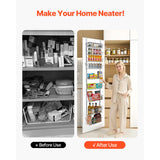 Over the Door Pantry Organizer, 9-Tier Pantry Organization and Storage, Heavy-Duty Steel Hanging Spice Rack, Adjustable Wall Seasoning Shelves, for Home Kitchen Laundry Room Bathroom, White - Rear View