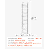 Over the Door Pantry Organizer, 9-Tier Pantry Organization and Storage, Heavy-Duty Steel Hanging Spice Rack, Adjustable Wall Seasoning Shelves, for Home Kitchen Laundry Room Bathroom, White - Close-Up Angle
