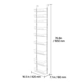 Over the Door Pantry Organizer, 9-Tier Pantry Organization and Storage, Heavy-Duty Steel Hanging Spice Rack, Adjustable Wall Seasoning Shelves, for Home Kitchen Laundry Room Bathroom, White - Low Angle