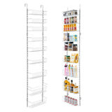 VEVOR Over the Door Pantry Organizer, 9-Tier Pantry Organization and Storage, Heavy-Duty Steel Hanging Spice Rack, Adjustable Wall Seasoning Shelves, for Home Kitchen Laundry Room Bathroom, White