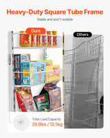 VEVOR Over the Door Pantry Organizer, 9-Tier Pantry Organization and Storage, Heavy-Duty Steel Hanging Spice Rack, Adjustable Wall Seasoning Shelves, for Home Kitchen Laundry Room Bathroom, White - Top-Down View