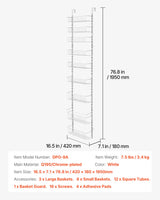 VEVOR Over the Door Pantry Organizer, 9-Tier Pantry Organization and Storage, Heavy-Duty Steel Hanging Spice Rack, Adjustable Wall Seasoning Shelves, for Home Kitchen Laundry Room Bathroom, White - Close-Up Angle